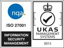 NQA ISO 27001 certification mark, UKAS accredited